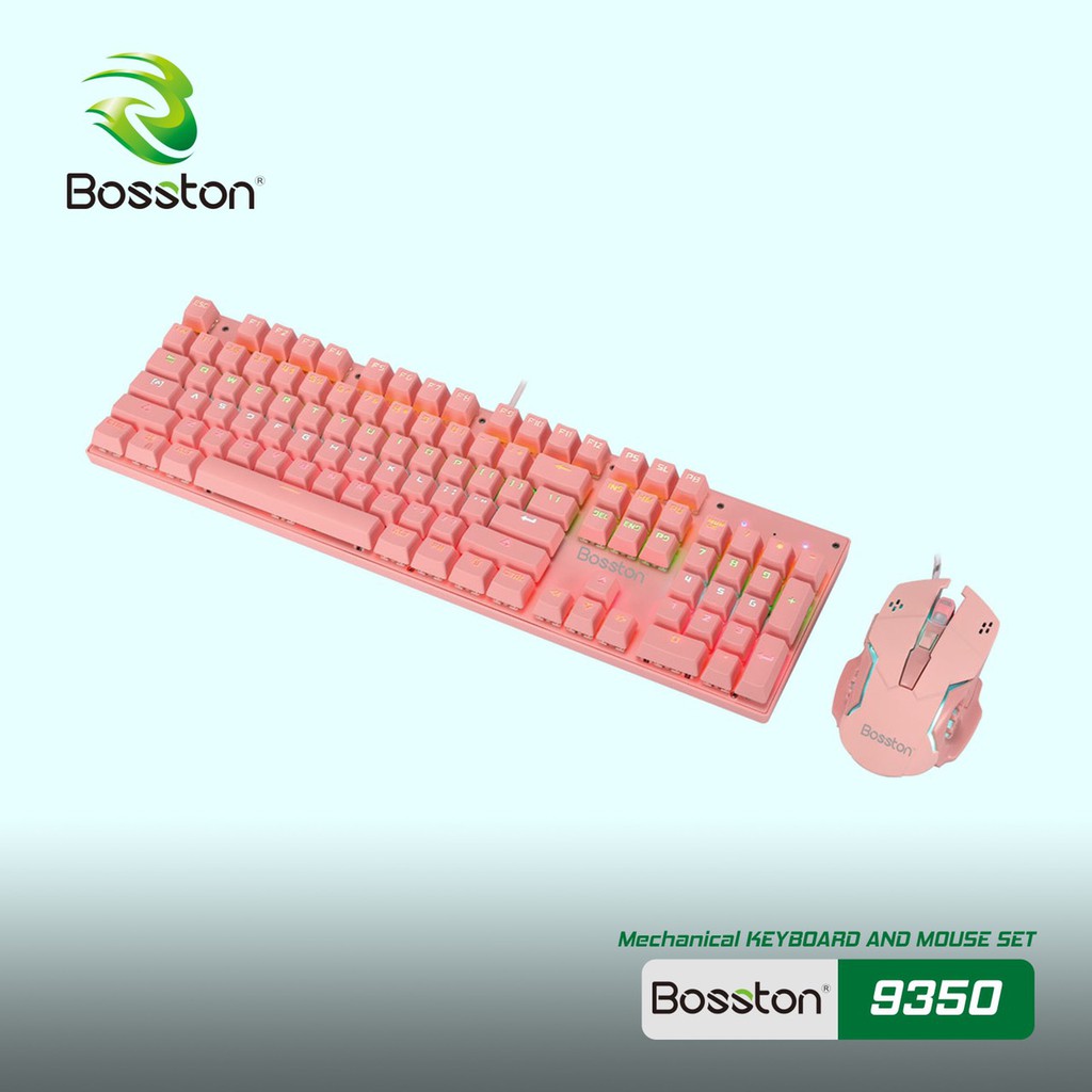 Bộ phím chuột cơ Bosston EK9350 Qeen Pink