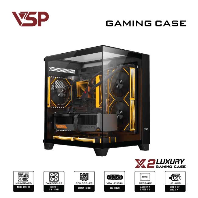 VỎ CASE MÁY TÍNH Gaming Micro ATX X2 Luxury