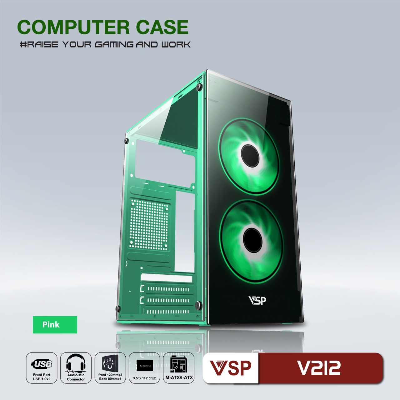 Thùng máy Case VSP V212 (TRẮNG, XANH, HỒNG)