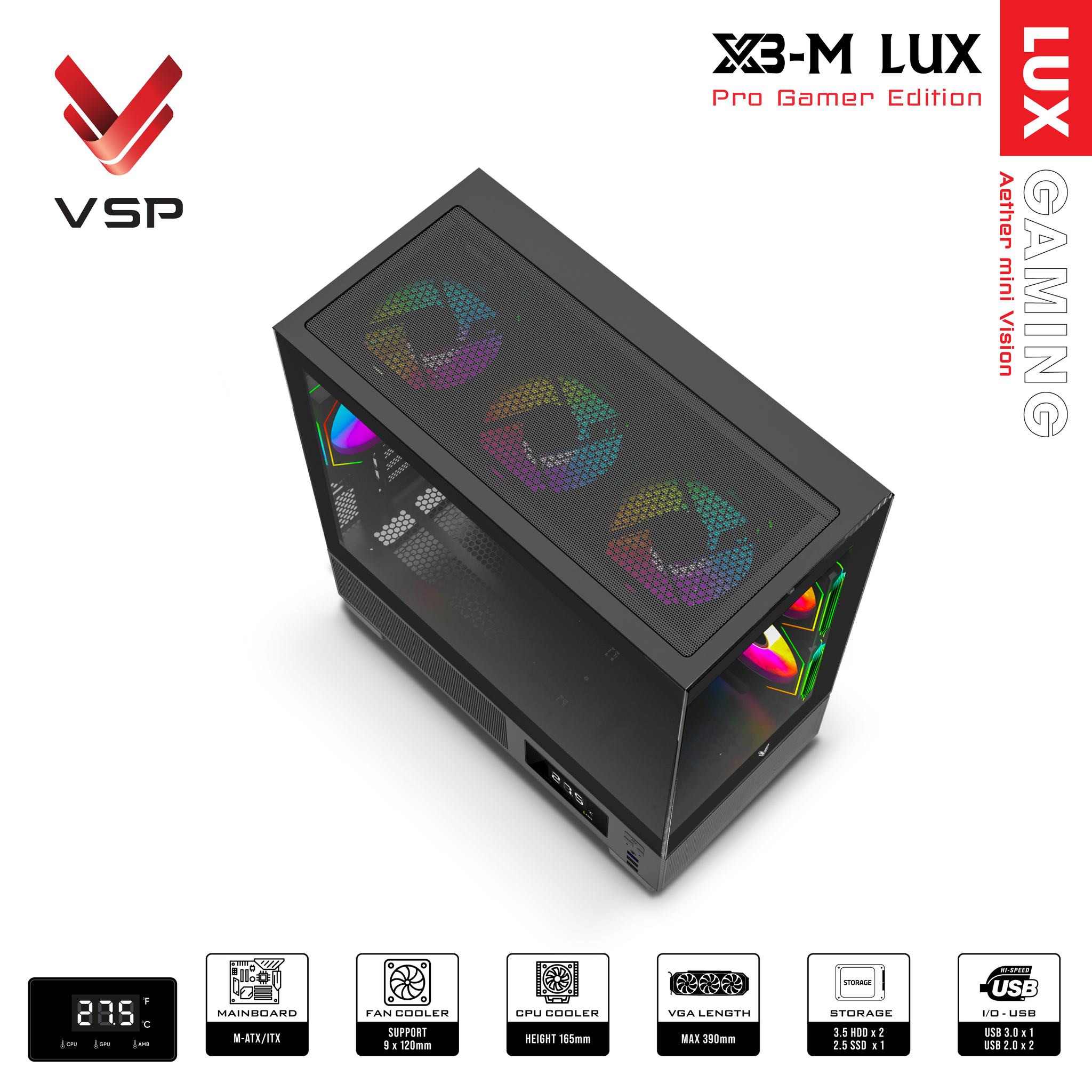 Vỏ Case Máy Tính X3-M Lux Black