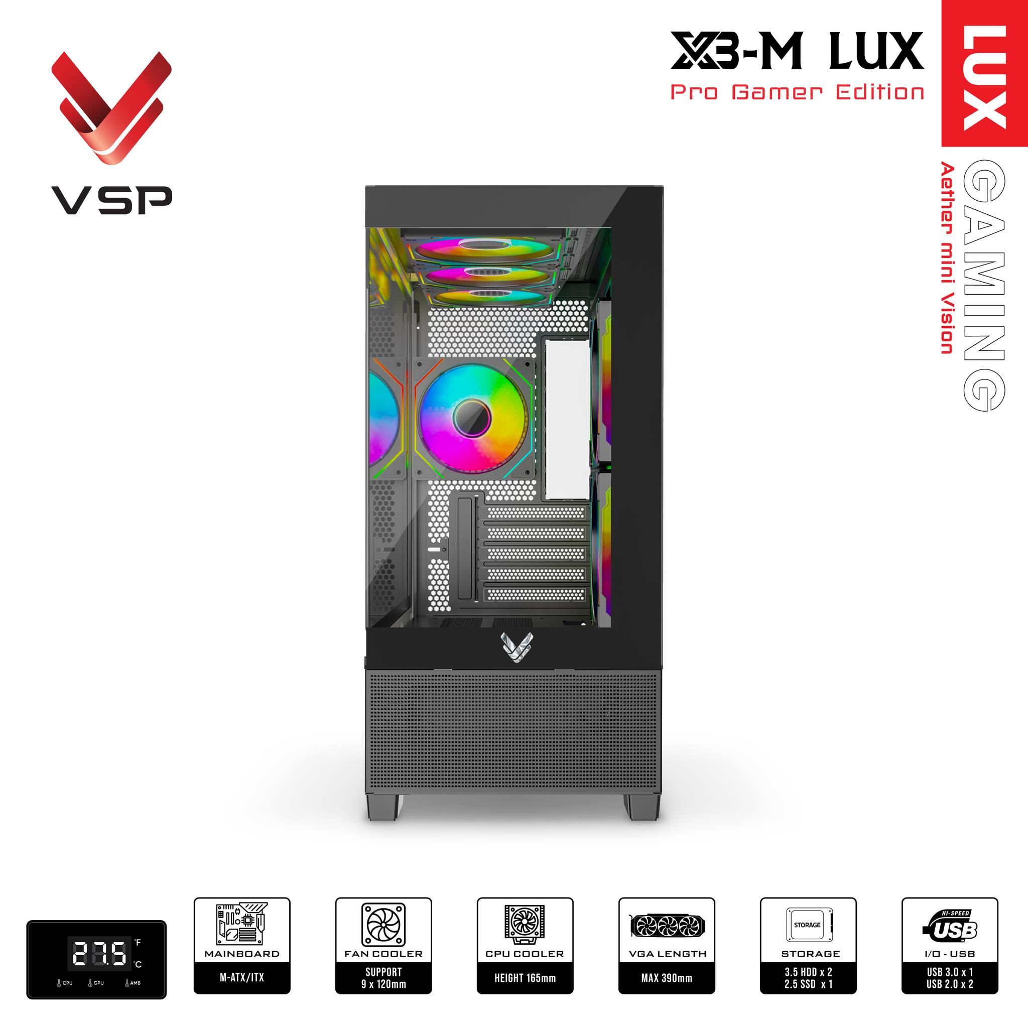 Vỏ Case Máy Tính X3-M Lux Black