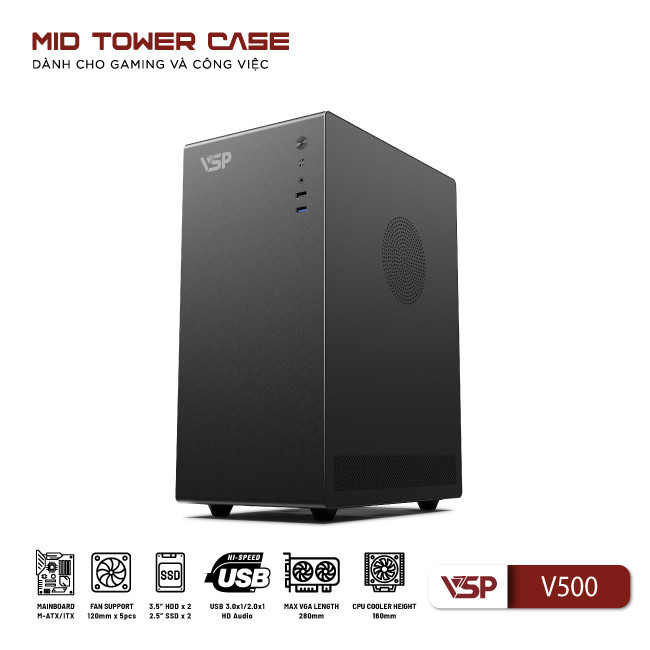 Vỏ Case máy tính VSP V500 - Đen