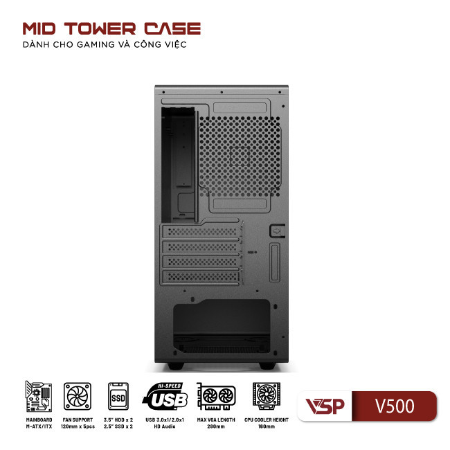 Vỏ Case máy tính VSP V500 - Đen