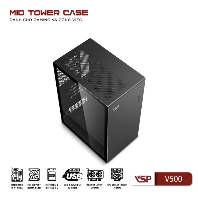 Vỏ Case máy tính VSP V500 - Đen