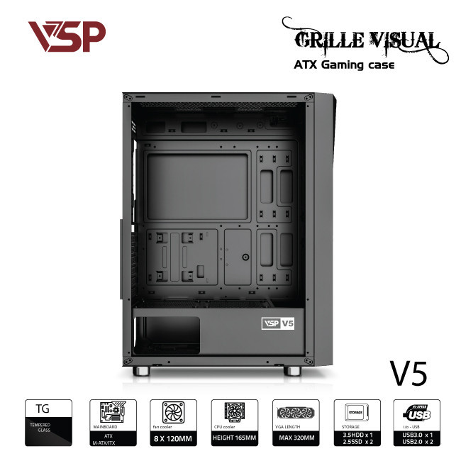 Vỏ Case máy tính VSP V5 - Đen