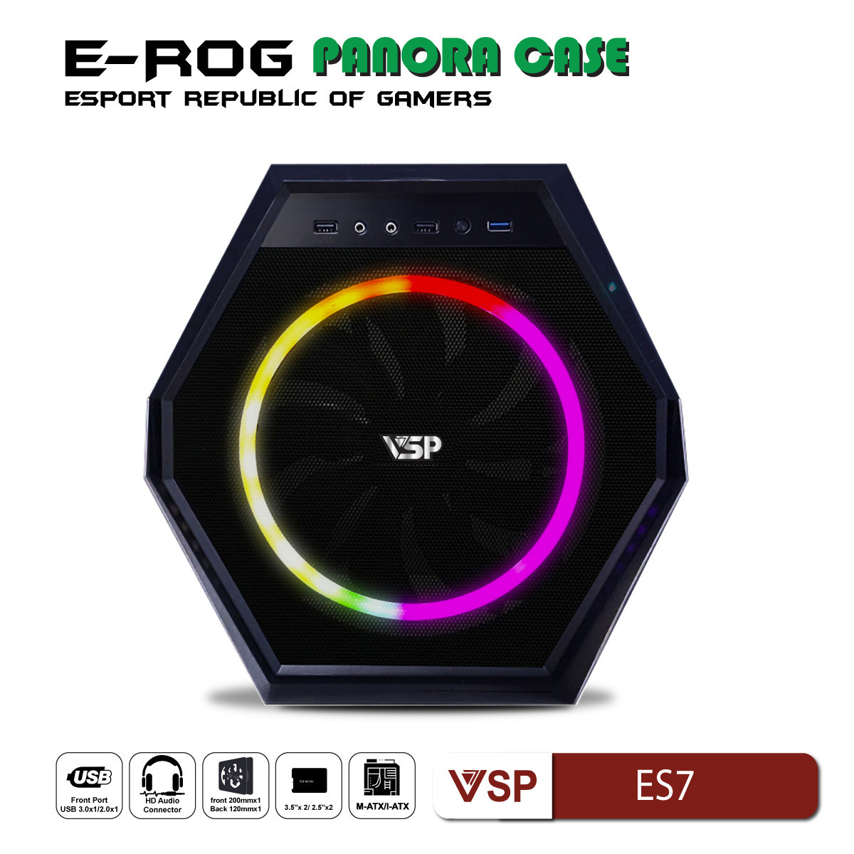 Vỏ Case Máy Tính Esport Gaming ES7 Đen