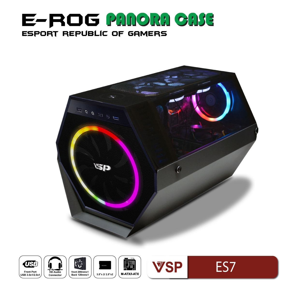 Vỏ Case Máy Tính Esport Gaming ES7 Đen