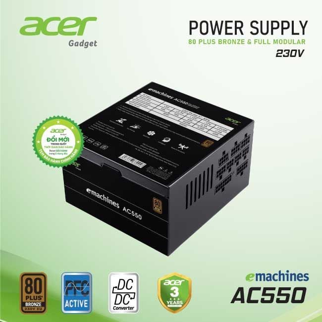Nguồn Acer AC550 - 80 plus bronze, full modular - 550W