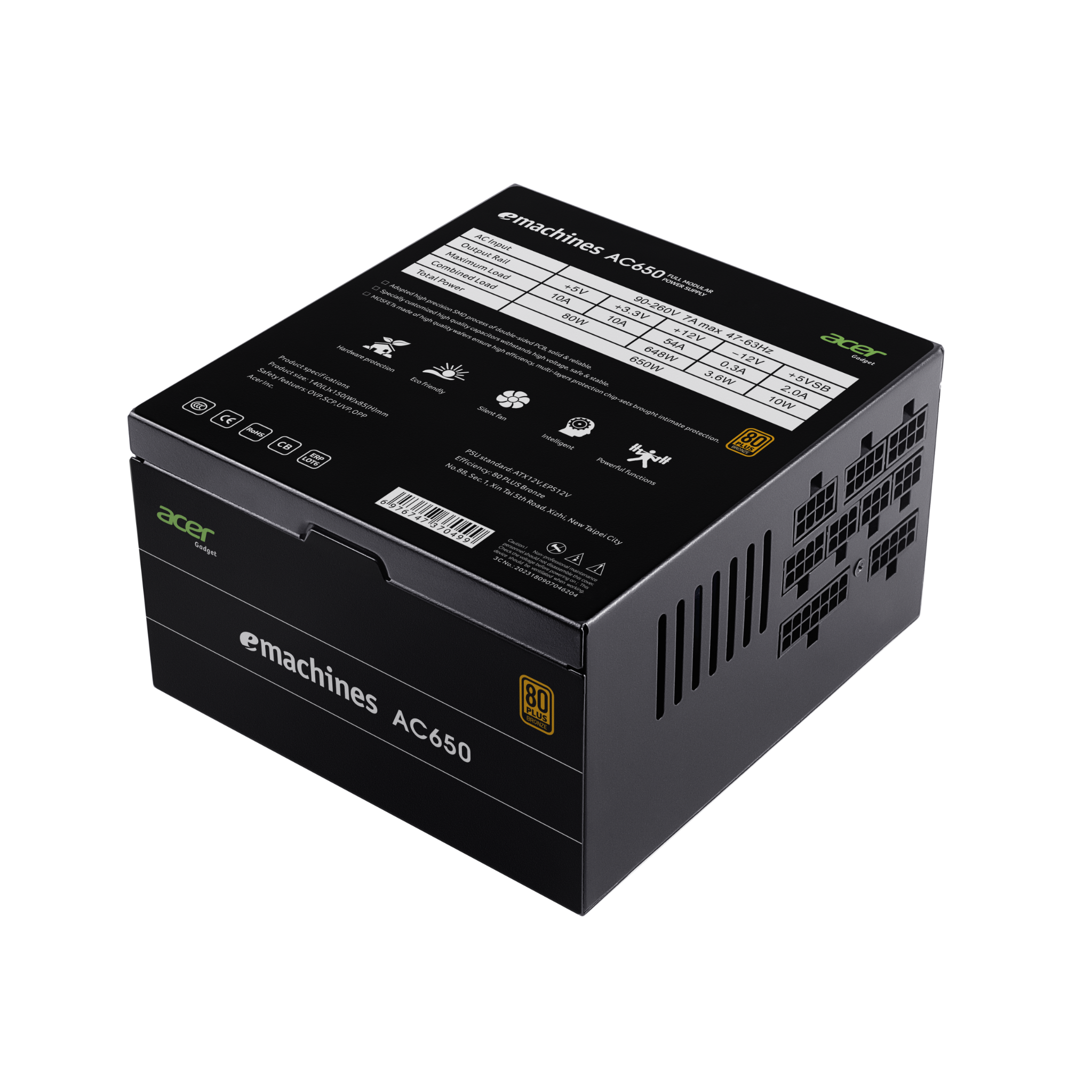 Acer AC650 650W - 80 Plus Bronze, Full Range, Full Modular - 650W