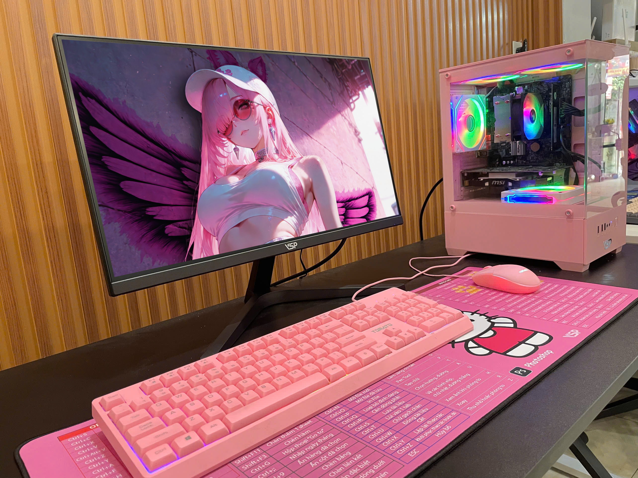 Bộ PC Gaming Hồng I5-9400F / GTX 1030 2G / 256Gb / 8Gb _ Màn 24" IPS 120Hz