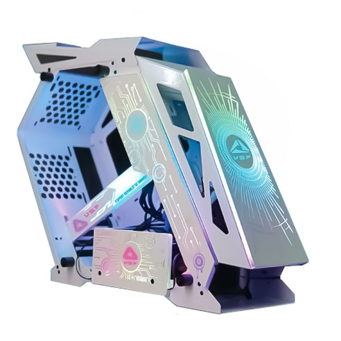 Case E-Rog ES1 White - Pink Gaming VSP màu trắng - hồng led RGB chưa có fan