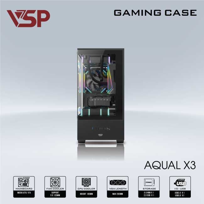 VỎ CASE MÁY TÍNH AQUAL X3 ĐEN