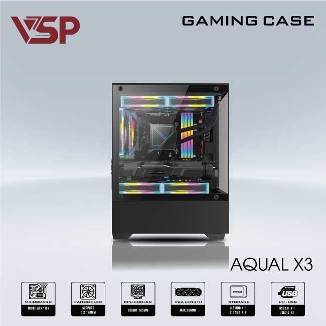 VỎ CASE MÁY TÍNH AQUAL X3 ĐEN