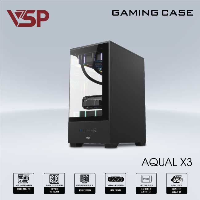 VỎ CASE MÁY TÍNH AQUAL X3 ĐEN