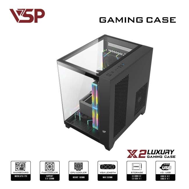 VỎ CASE MÁY TÍNH Gaming Micro ATX X2 Luxury