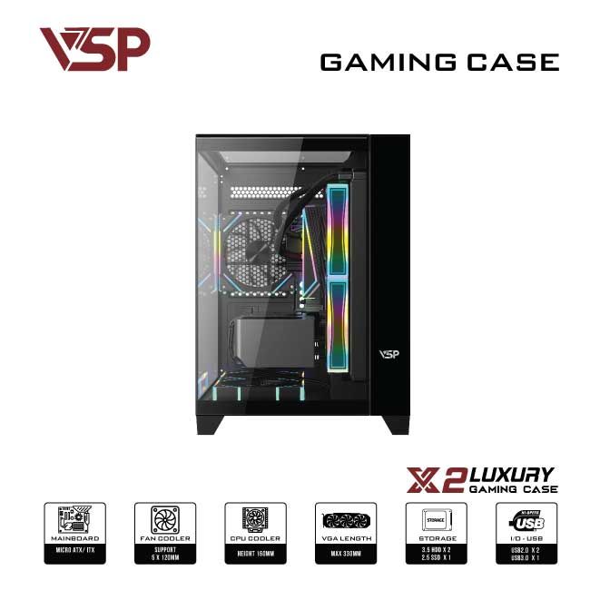 VỎ CASE MÁY TÍNH Gaming Micro ATX X2 Luxury