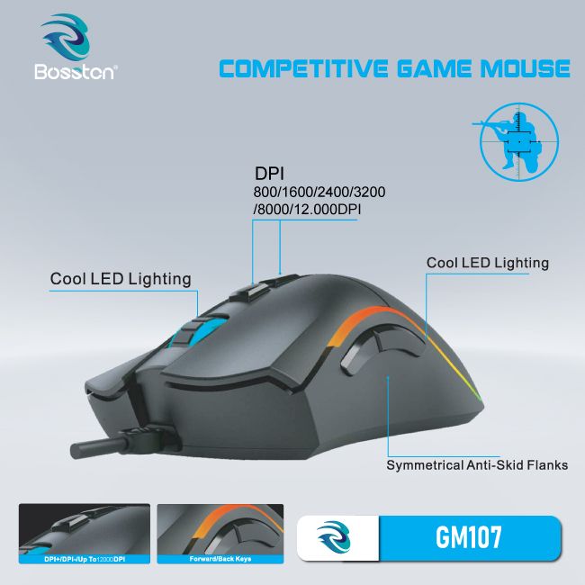 CHUỘT BOSSTON GM107 GAMING (MÀU ĐEN)