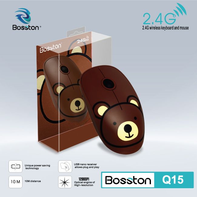 Mouse Không Dây Bosston Q15 Gấu nâu / Gà con