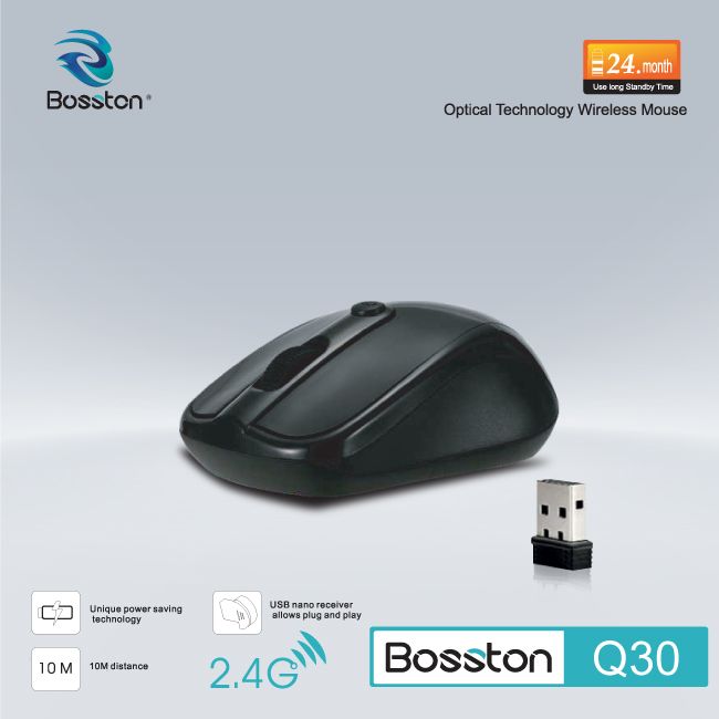 Mouse Không Dây Bosston Q30 Không Dây Màu Đen