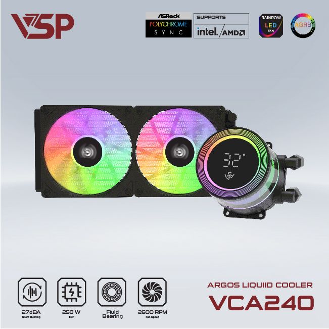 Tản nhiệt nước VSP Infinity Liquid Cooler VCA-240 - Đen