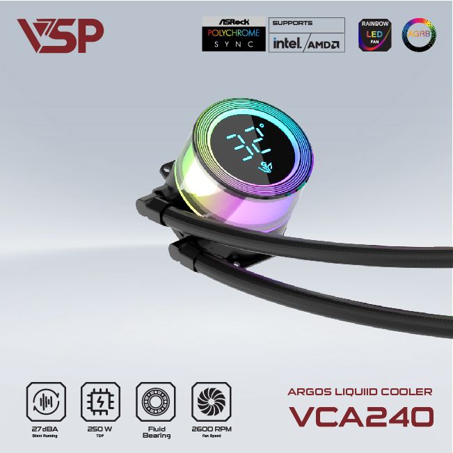 Tản nhiệt nước VSP Infinity Liquid Cooler VCA-240 - Đen