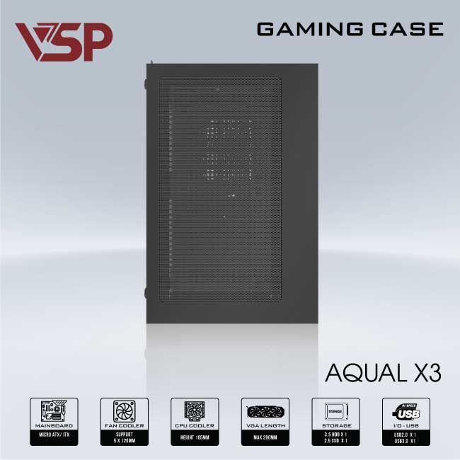 VỎ CASE MÁY TÍNH AQUAL X3 ĐEN