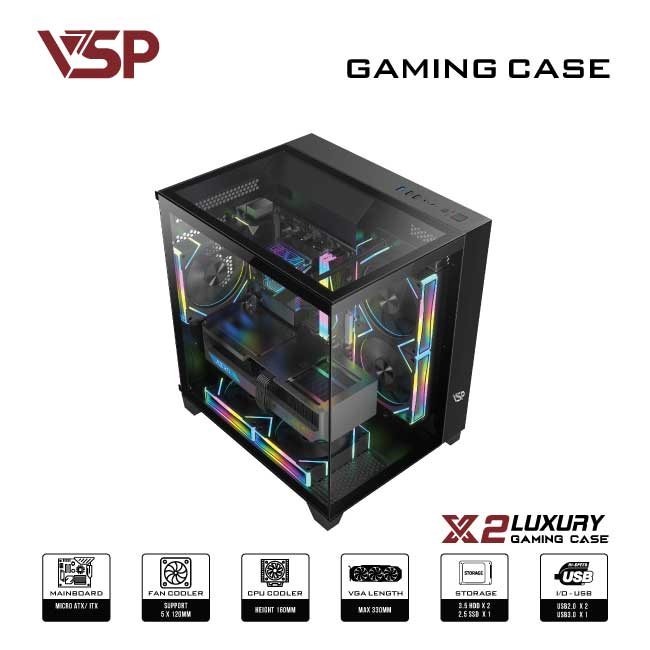 VỎ CASE MÁY TÍNH Gaming Micro ATX X2 Luxury