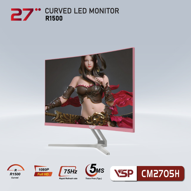 Màn hình cong VSP Thinking monitor 27inch -CM2705H - Pink