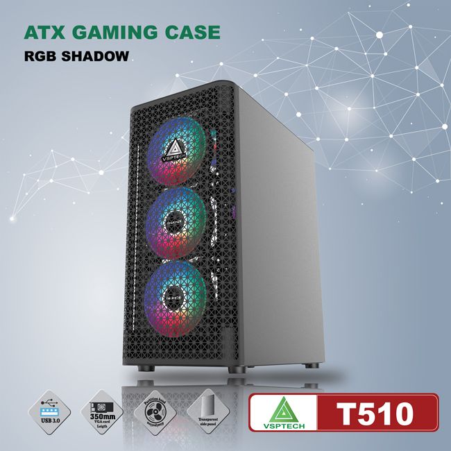 Case VSPTECH ATX Gaming T510-Black