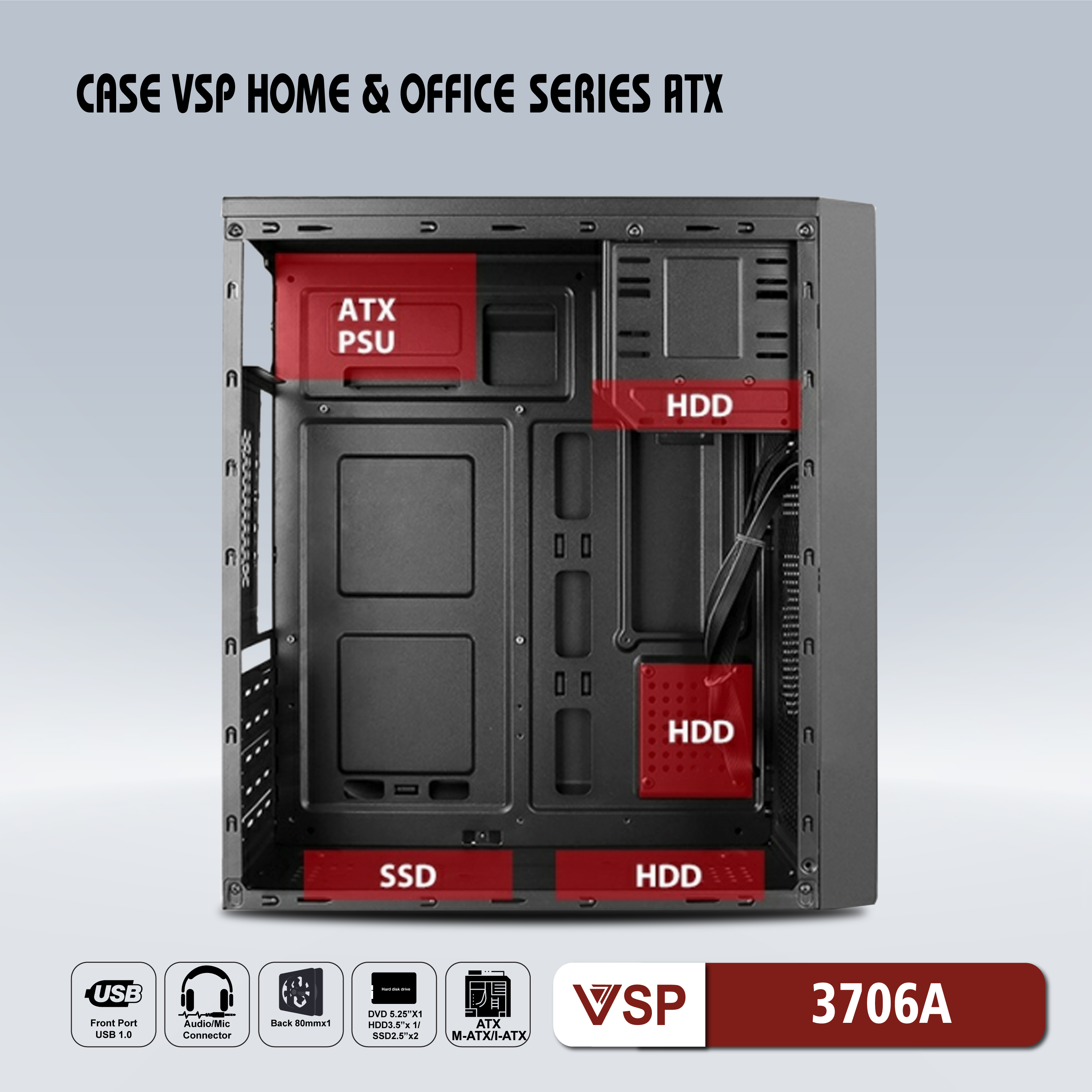 Vỏ nguồn máy tính VSP 3706A