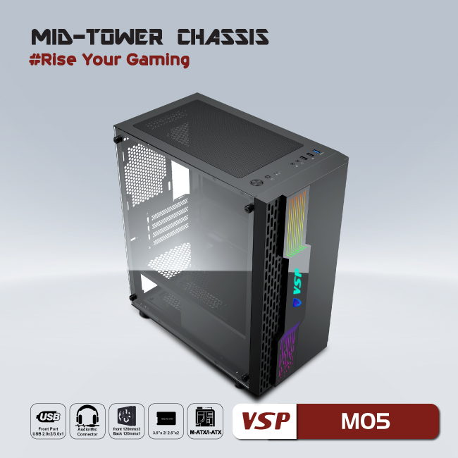 CASE VSP GAMING MID TOWER CHASSIS M05