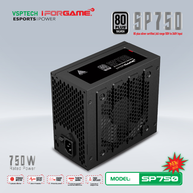 Bộ nguồn máy tính VSPTECH - iForgame SP750W 80PLUS BRONZE Silver