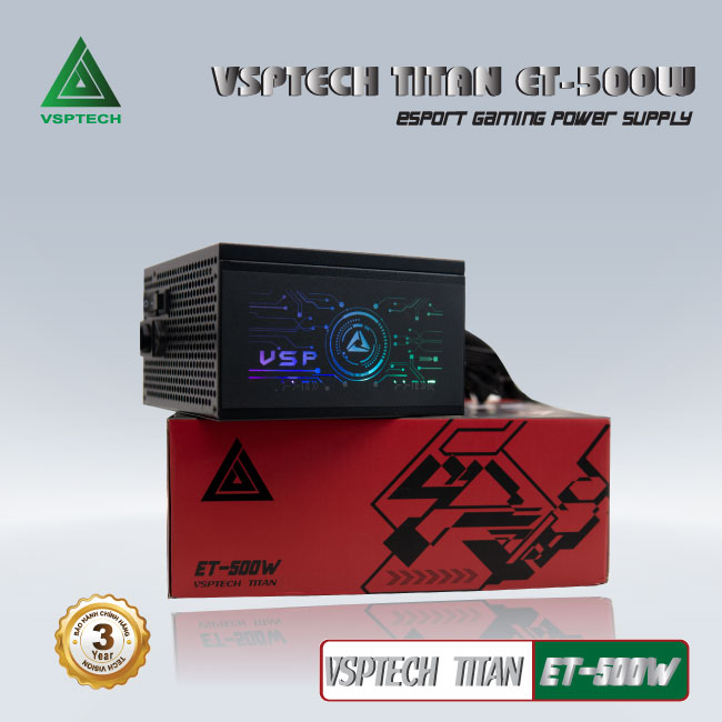 Nguồn 500W TiTan VSP có led RGB công suất thật