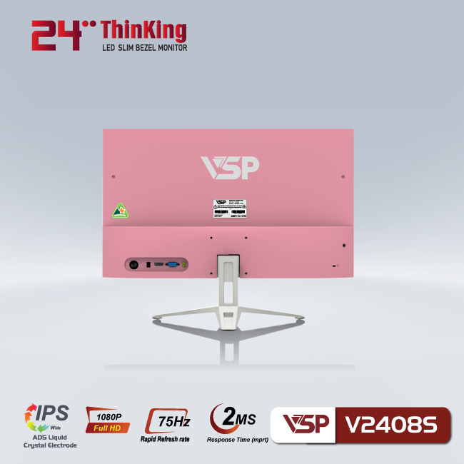 Màn hình phẳng LED tràn viền Slim Bezel VSP V2408S - Pink
