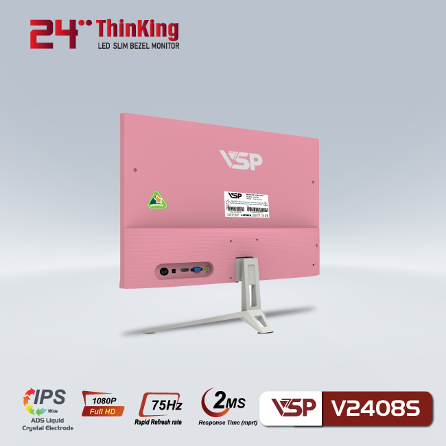 Màn hình phẳng LED tràn viền Slim Bezel VSP V2408S - Pink