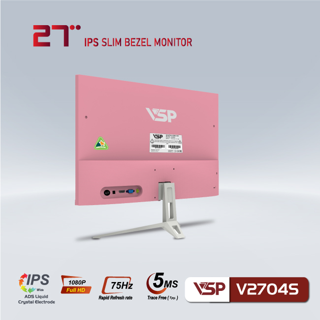Màn hình phẳng LED tràn viền Slim Bezel VSP V2704S - pink