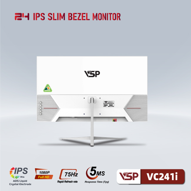 Màn hình VSP VC241i phẳng tràn viền IPS 24inch màu trắng