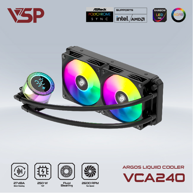 Tản nhiệt nước VSP Infinity Liquid Cooler VCA-240 - Đen