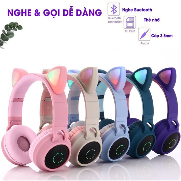 Tai Nghe Wireless To 89 Led Cat Ear ( màu ngẫu nhiên)