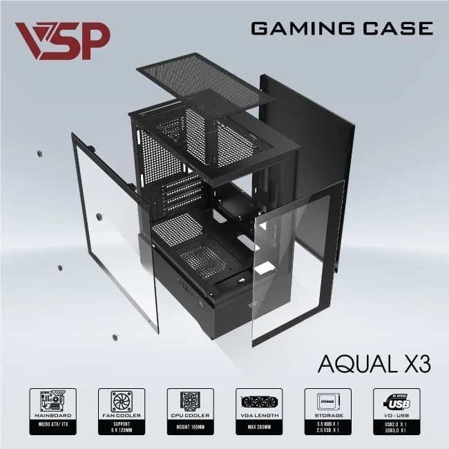 VỎ CASE MÁY TÍNH AQUAL X3 ĐEN