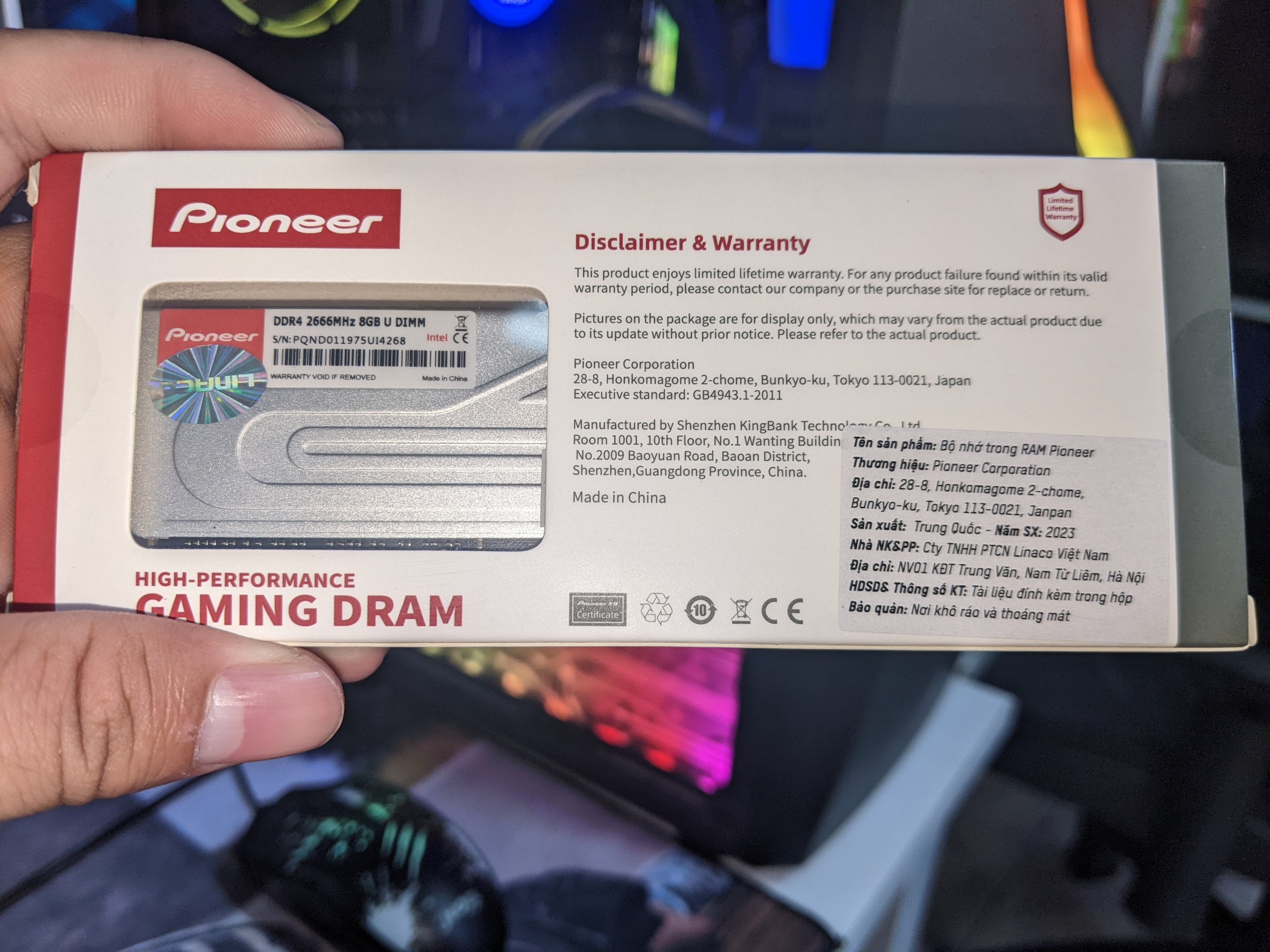 Ram Desktop Pioneer Udimm 8GB DDR4 2666MHz tản nhiệt