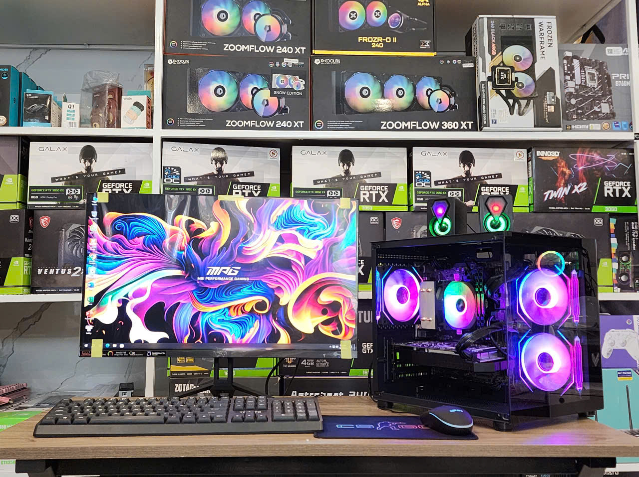 Bộ PC Gaming Đồ họa I5-9400F / B365 / 16G/ VGA Rời 4G / Màn 24" FULL ĐEN