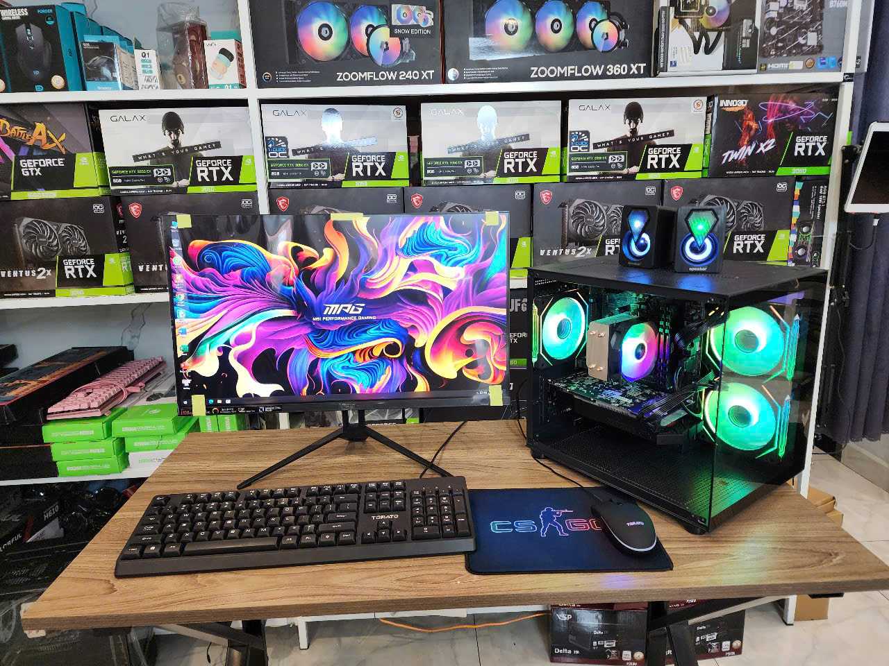 Bộ PC Gaming Đồ họa I5-9400F / B365 / 16G/ VGA Rời 4G / Màn 24" FULL ĐEN