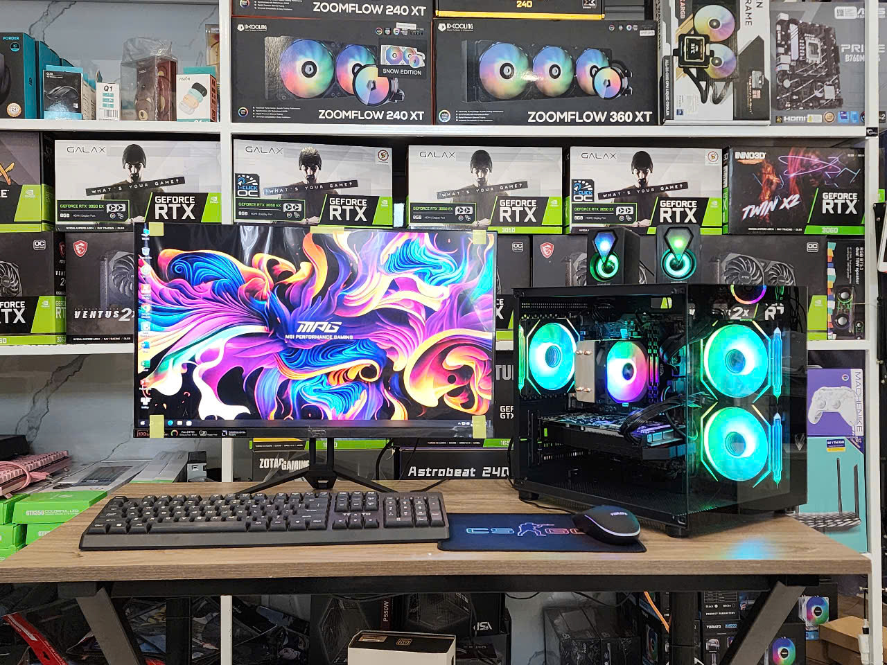 Bộ PC Gaming Đồ họa I5-9400F / B365 / 16G/ VGA Rời 4G / Màn 24" FULL ĐEN