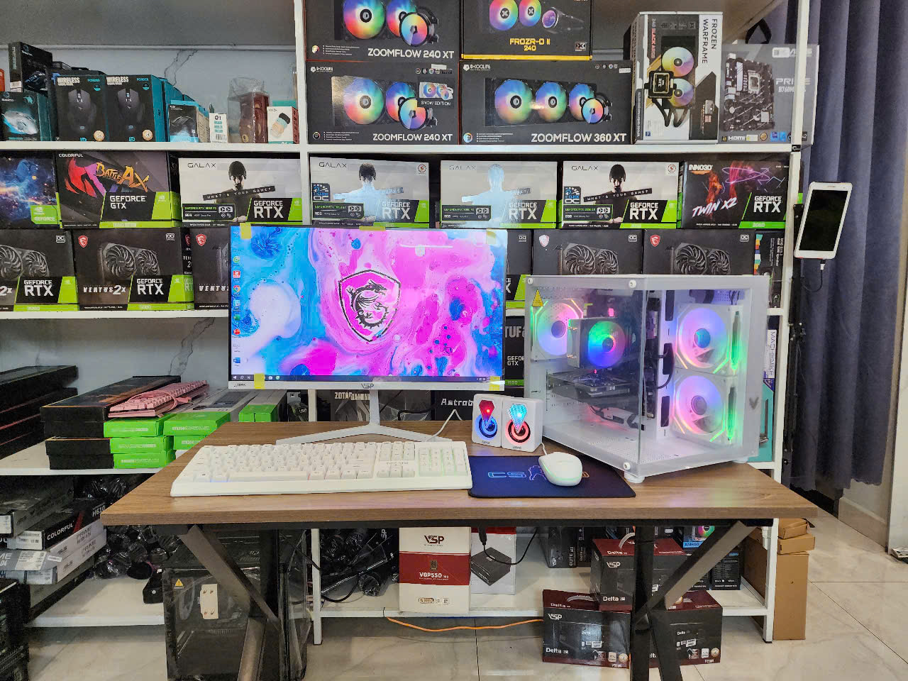 Bộ PC Gaming Đồ họa i5-9400F / B365 / 16G / VGA rời 4G / Màn 24" FULL TRẮNG