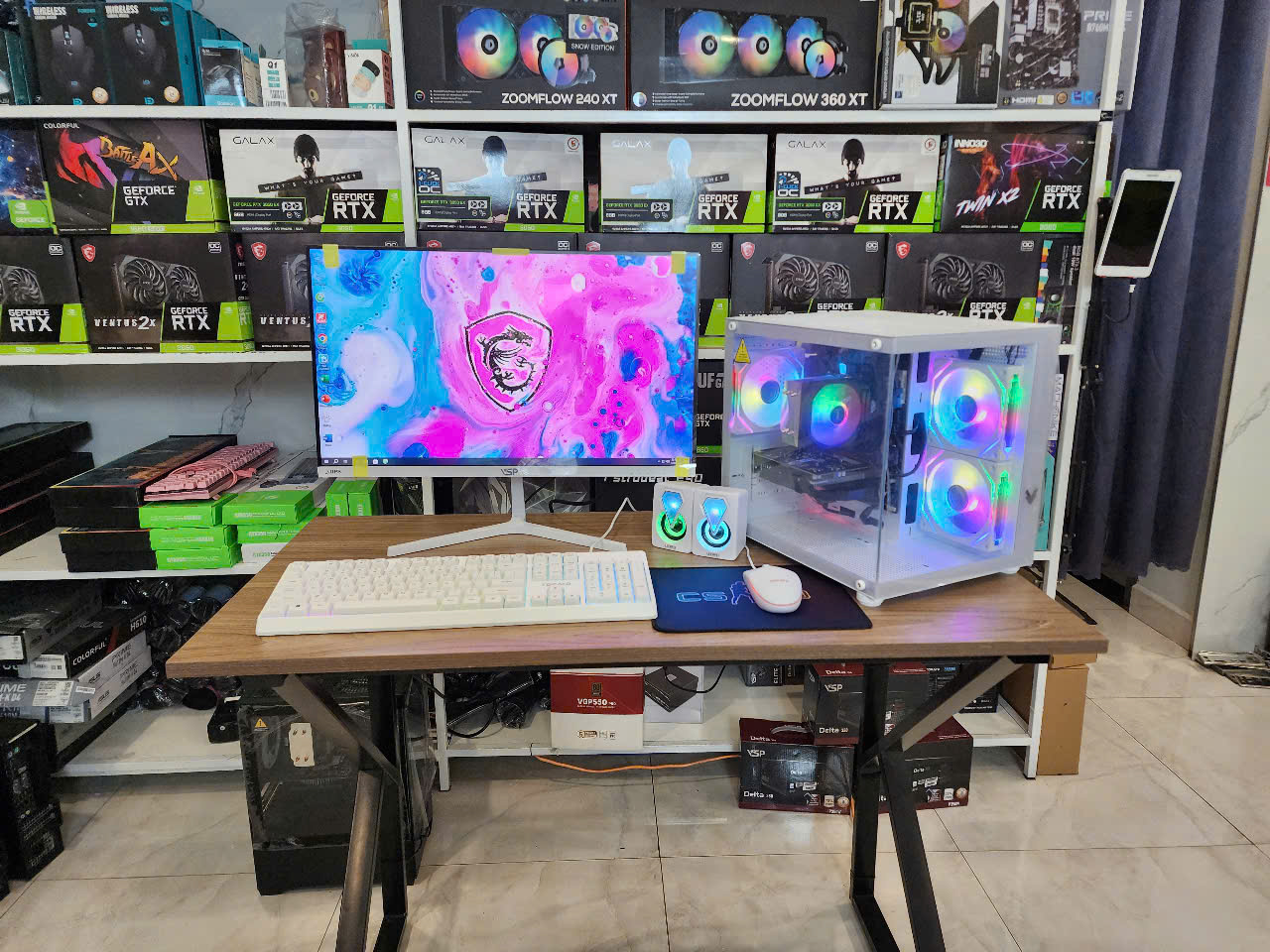 Bộ PC Gaming Đồ họa i5-9400F / B365 / 16G / VGA rời 4G / Màn 24" FULL TRẮNG