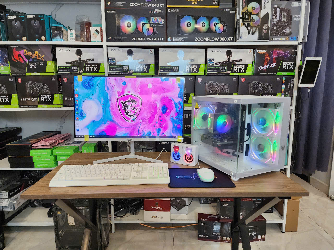 Bộ PC Gaming Đồ họa i5-9400F / B365 / 16G / VGA rời 4G / Màn 24" FULL TRẮNG